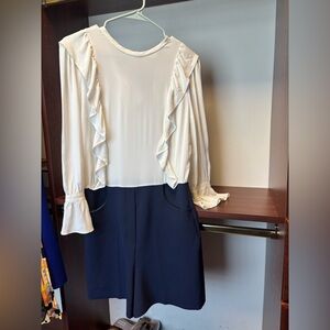 White Ruffled Blouse Romper